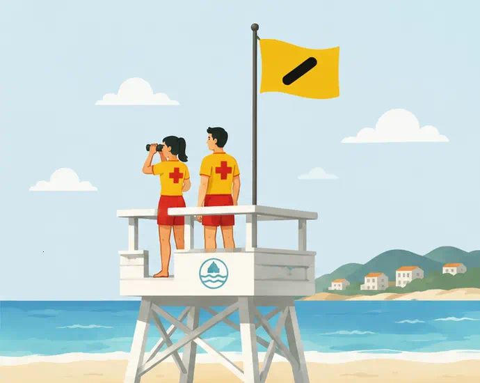 Bandera groga a Platja de Canyelles