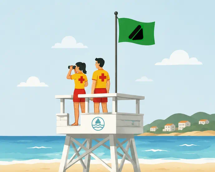 Bandera verda a Platja de les Barques